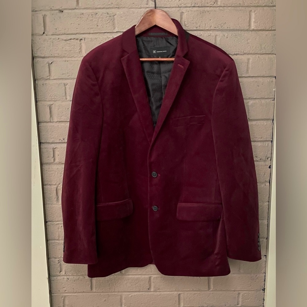 I.N.C. Burgundy Merlot velour blazer L
